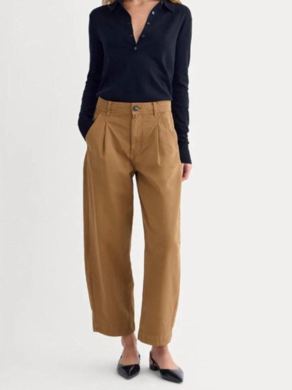 Everlane The Everywhere Barrel Pant Brown Cotton and Linen Blend